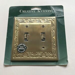 2 toggle wallplate solid brass, lacquer Finish, decorative design trim